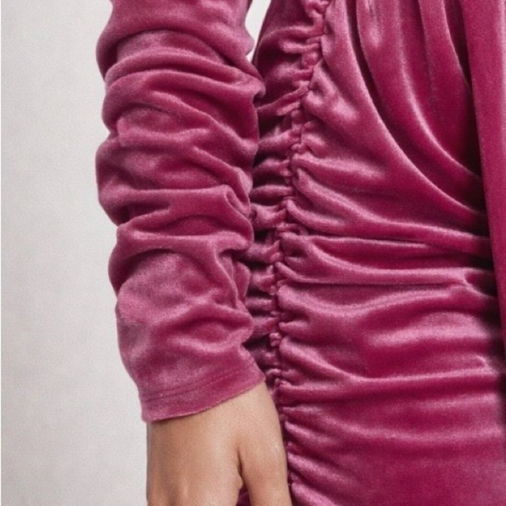 Michael Costello x REVOLVE Velvet Ruched Pink/Berry Dress XXS NWT - Picture 2 of 8